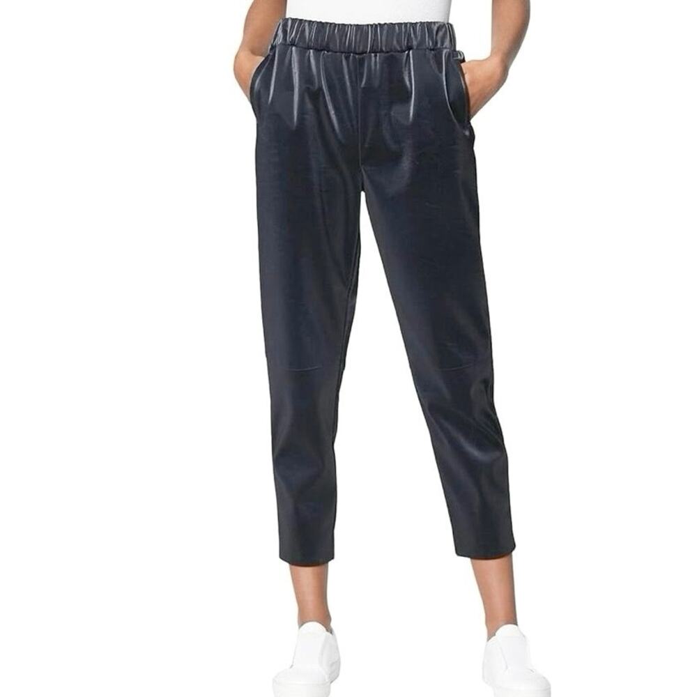 BLANKNYC‎ Elastic Waist Vegan Faux Leather Trousers Joggers Pants SZ M Dark Gray